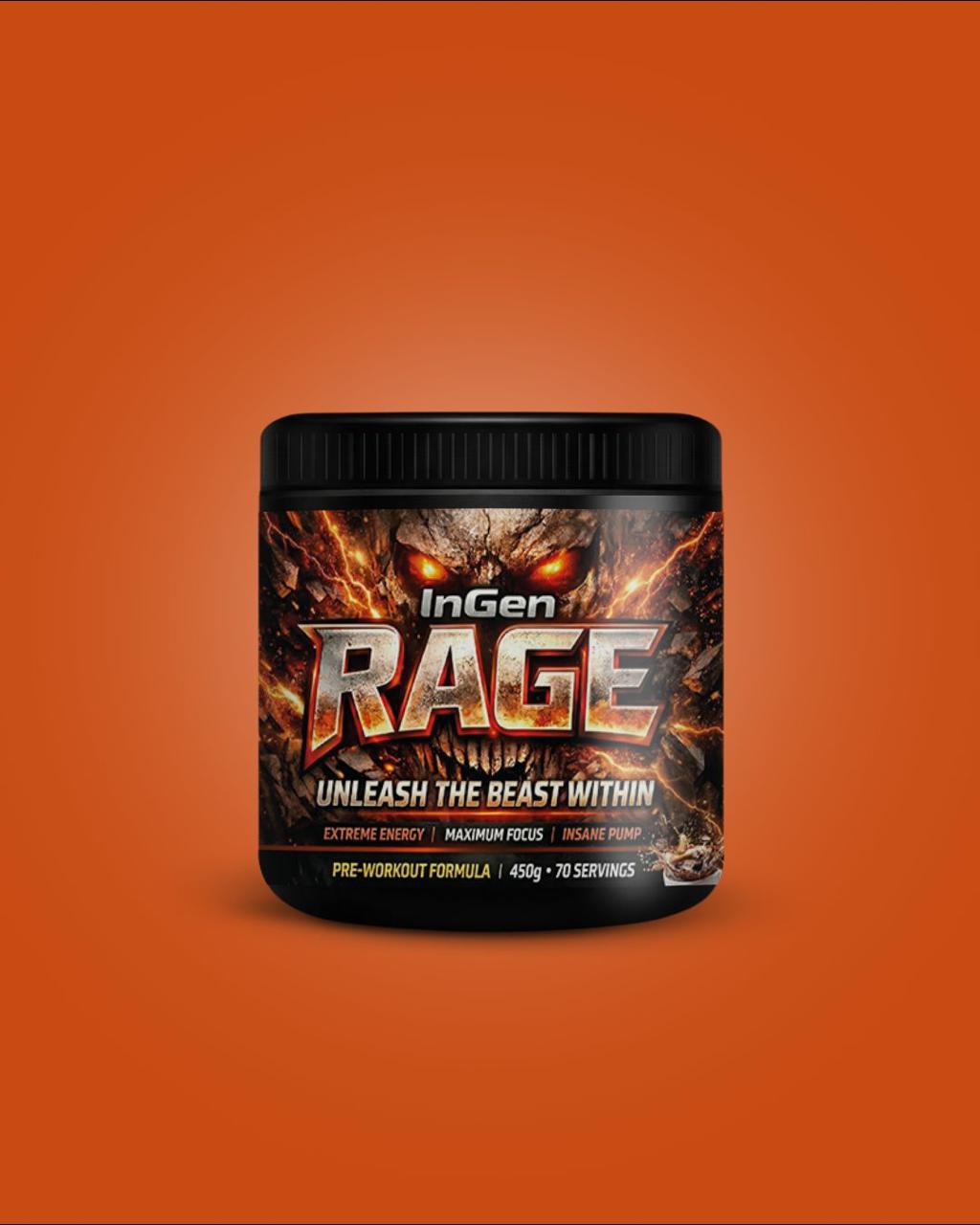 Preentreno Rage InGeN – Pre-Workout 500mg Cafeína | 70 Servicios